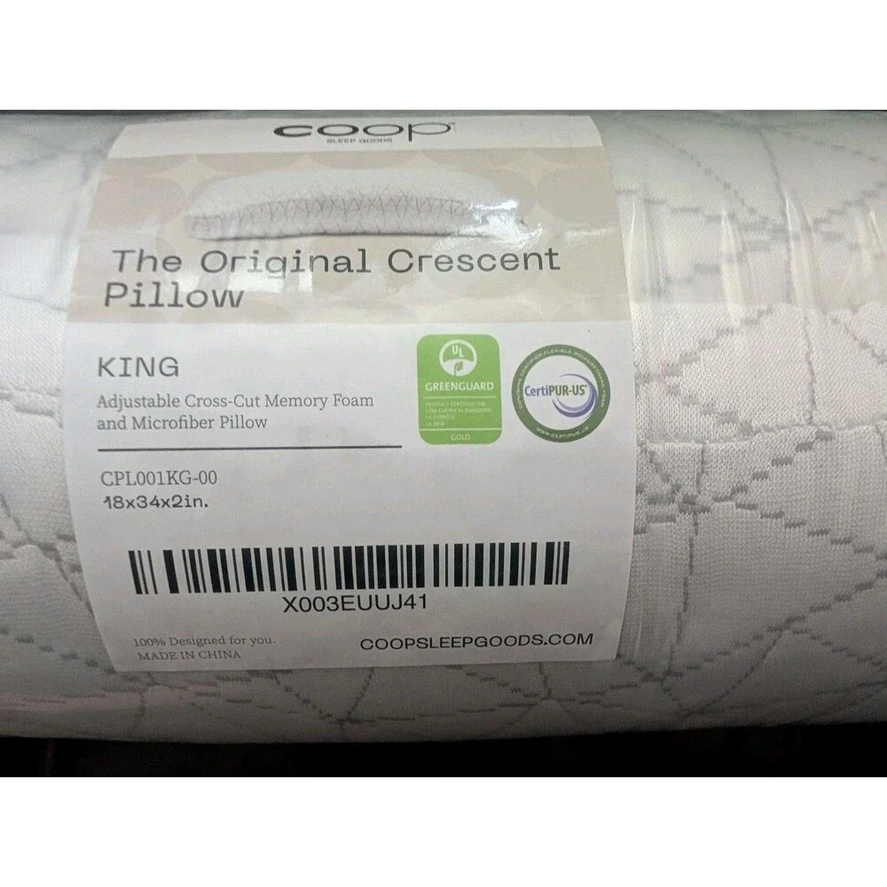 Coop Home Goods Original Crescent Adjustable Pillow, King Bed Pillow